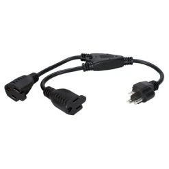 QVS Splitters QVC® OutletSaver 1' NEMA 5-15P To 2 NEMA 5-15R AC Power Splitter Adaptor; Black