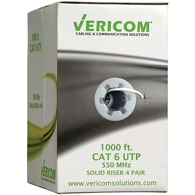 Ethernet Cables Vericom® 1000' Pull Box Cat 6 UTP Solid Riser CMR Cable, White 4 Ethernet Cables Vericom® 1000' Pull Box Cat 6 UTP Solid Riser CMR Cable, White - Image 2