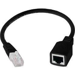 Ethernet Cables QVS 1' RJ-45 Male To Female Ethernet PortSaver Patch Cord; Black, 3/Pack