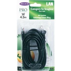 Ethernet Cables Belkin® 14' RJ45 Cat-5E Patch Cables, Snagless, Black