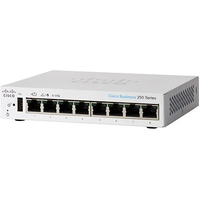 Ethernet Switches Cisco 250 CBS250-8T-D-NA 8 Ports Gigabit Ethernet Desktop Design Switch 3 Ethernet Switches Cisco 250 CBS250-8T-D-NA 8 Ports Gigabit Ethernet Desktop Design Switch