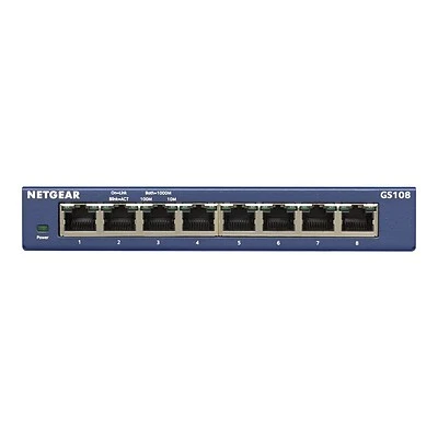 Ethernet Switches NETGEAR 8-Port Gigabit Ethernet Unmanaged Switch, Plug-and-Play (GS108-400NAS) 2 Ethernet Switches NETGEAR 8-Port Gigabit Ethernet Unmanaged Switch, Plug-and-Play (GS108-400NAS)